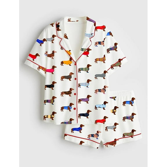 Dachshund Dog Pajama Set | Short & Long Pants Cute Pet Sleepwear for Women