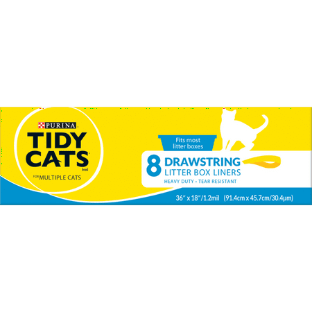 Purina Tidy Cats Cat Litter Box Liner, Drawstring Litter Box Liners Multi Cat - 8 ct. Box