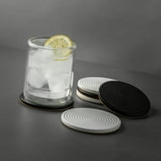 Thyme & Table 6 pack Ceramic Ribbed Coaster Set, Black