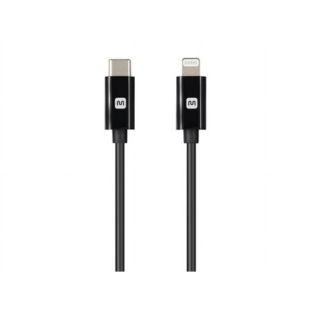 UPC: 0889028125304 | Monoprice Apple MFi Certified Lightning to USB Type-C and Sync Cable – 1.5 Feet – Black | Compatible with iPod  iPhone  iPad with Lightning Connector