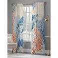 thumbnail image 3 of Sea Corals Turtle Sheer Curtains 108 Inch Long 2 Panels, Summer Beach Sea Stars Retro Linen Texture Light Filtering Rod Pocket Curtains, Sheer Voile Drapes for Living Room Bedroom, 52"x108", 3 of 8