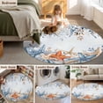thumbnail image 5 of Round Rugs 3 Ft, Blue Coastal Non Slip Area Rugs for Kitchen Bedroom Entryway, Summer Beach Starfish Weeping Eucalyptus Ombre Washable Carpet Runner Rug Floor Mats for Bedroom Home Decor, 5 of 8