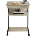 thumbnail image 6 of Alden Design Rolling Computer Desk with 2 Storage Shelves, Rustic Gray, 6 of 9