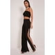 thumbnail image 1 of Pantalones de pierna recta con abertura lateral para mujer, pantalones sexys con pierna abierta para mujer, 1 of 6