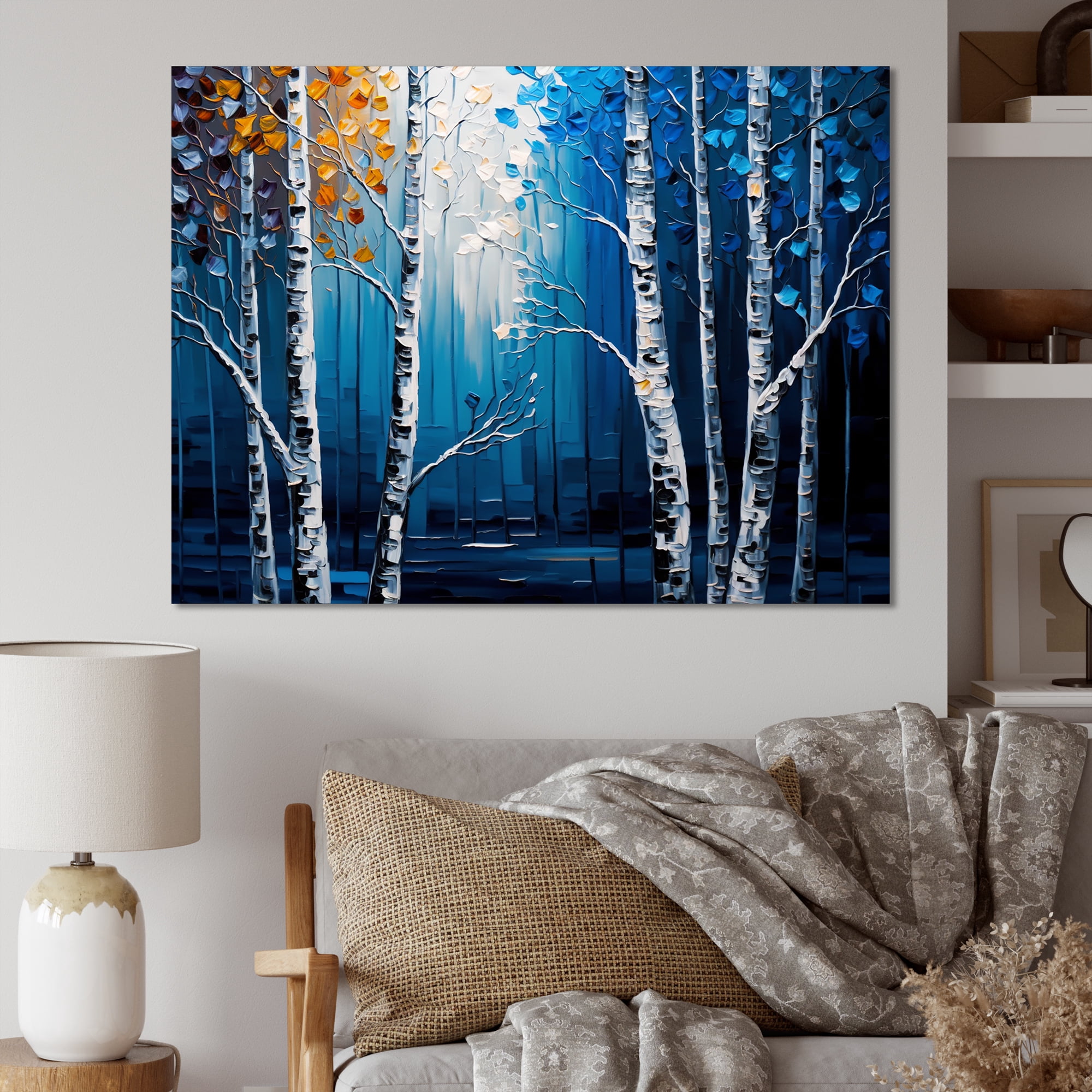 Designart Blue Birch Forest I Canvas Wall Art