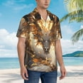 thumbnail image 2 of Cauagu Golden Horned White Dragon Print Hawaiian Shirt for Men,Casual Short Sleeve Button Down Shirts Summer Beach Men's Regular-Fit Short-Sleeve Print Shirt -X-Large, 2 of 6