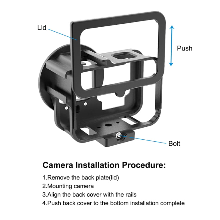 GoPro HERO9 CNC Aluminum Alloy Housing Shell Protective Cage w/ Lens for Hero 9 