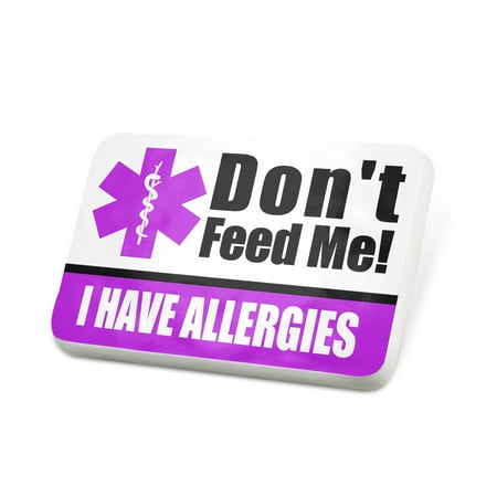 Porcelein Pin Medical Alert Purple I have Allergies Lapel Badge – NEONBLOND
