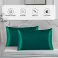 thumbnail image 2 of Astarin Satin Silk Pillowcase for Hair, Dark Green Standard Size silk pillow, Satin Pillow Covers 2 Pack with Envelope Closure, 20x26 Inches, 2 of 7