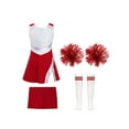 thumbnail image 1 of Jhaoyu Filles Enfants 4 Pcs Tenues de Cheerleading Robe de Cheer Sans Manches Uniforme de Danse pour Performance sur Scène B Rouge 4, 1 of 5