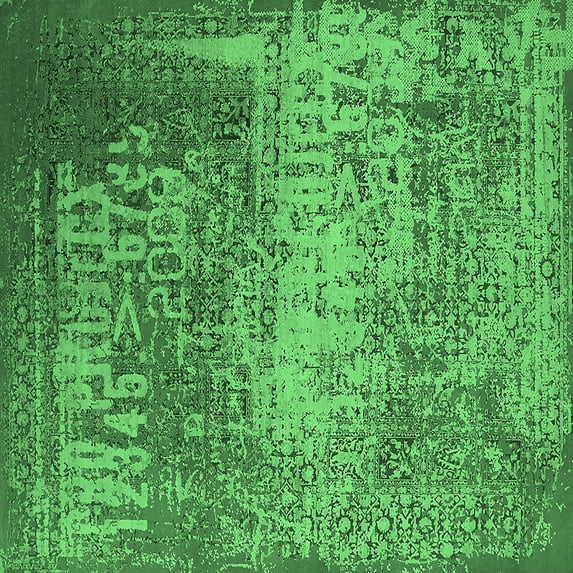 Ahgly Company Indoor Square Oriental Emerald Green Industrial Area Rugs, 6' Square