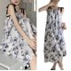 thumbnail image 2 of Vestido Blanco Negro Correa De Espagueti Suelto Slim Fit Elegante Vestido De Mujer Para Compras Navideñas Patrón Floral S, 2 of 8