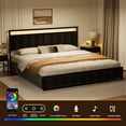 thumbnail image 6 of GUNAITO King Bed Frame with Headboard, Platform Bed with 2 Drawers, Velvet Upholstered Bed Frame with LED Lights & Charging station，Black, 6 of 10