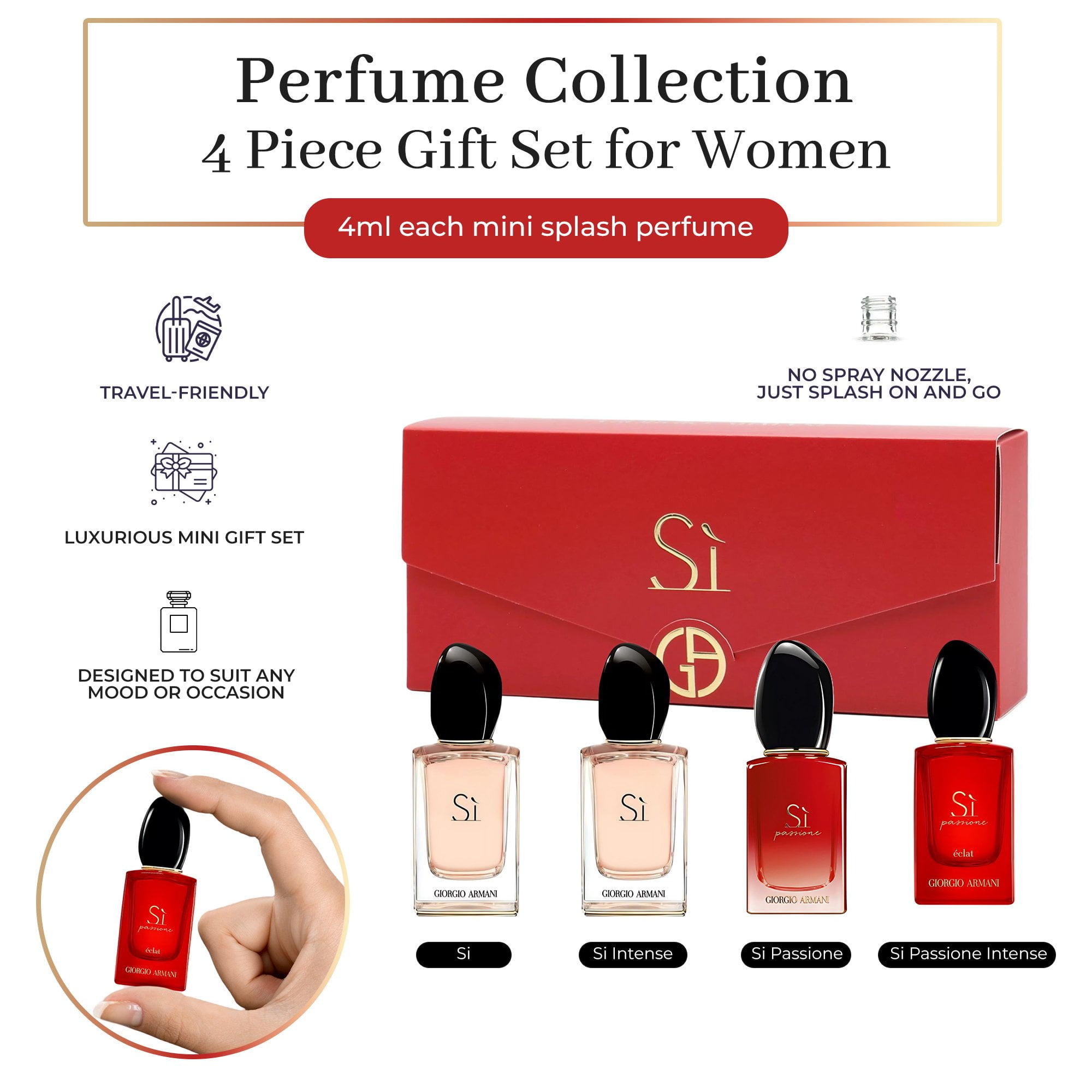 Giorgio Armani Si Women Perfume Gift Set Mini Splash 0.24 oz