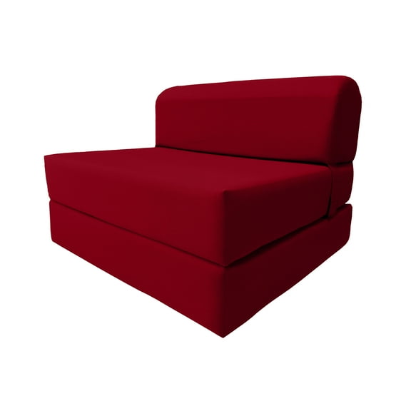 Red Sleeper Chair Folding Foam Beds, Portable Studio Sofa Guest Bed, 6 x 36 x 70