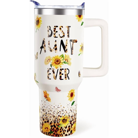 Best Aunt Ever Gifts for Aunt from Niece Nephew 40oz Aunt Tumbler with Handle Auntie Cup Birthday Gift Presents for Aunts
