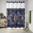 thumbnail image 6 of No Hook Shower Curtain, Navy Blue Boho Shower Curtains for Bathroom with See Through Top Window, Abstract Art Ethnic Vintage Geometric Waterproof & Washable Bath Curtain Extra Long 72"x84", 6 of 9