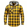 thumbnail image 4 of Axiiglly Flannel Shirt for Men, Plaid Long Sleeve Button Down Drawstring Hooded Sweatshirts with Pockets, Casual Loose Fitted Travel Work Hooded Jackets, 4 of 5