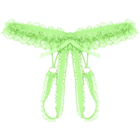 HYSYSB Crotchless Underwear for Women thongs for Women plus Size G String thong Panties for Women waist Sexy Briefs Open Crotch Lace Underpants Underwear Women s micro Thongs for Women Green One Size