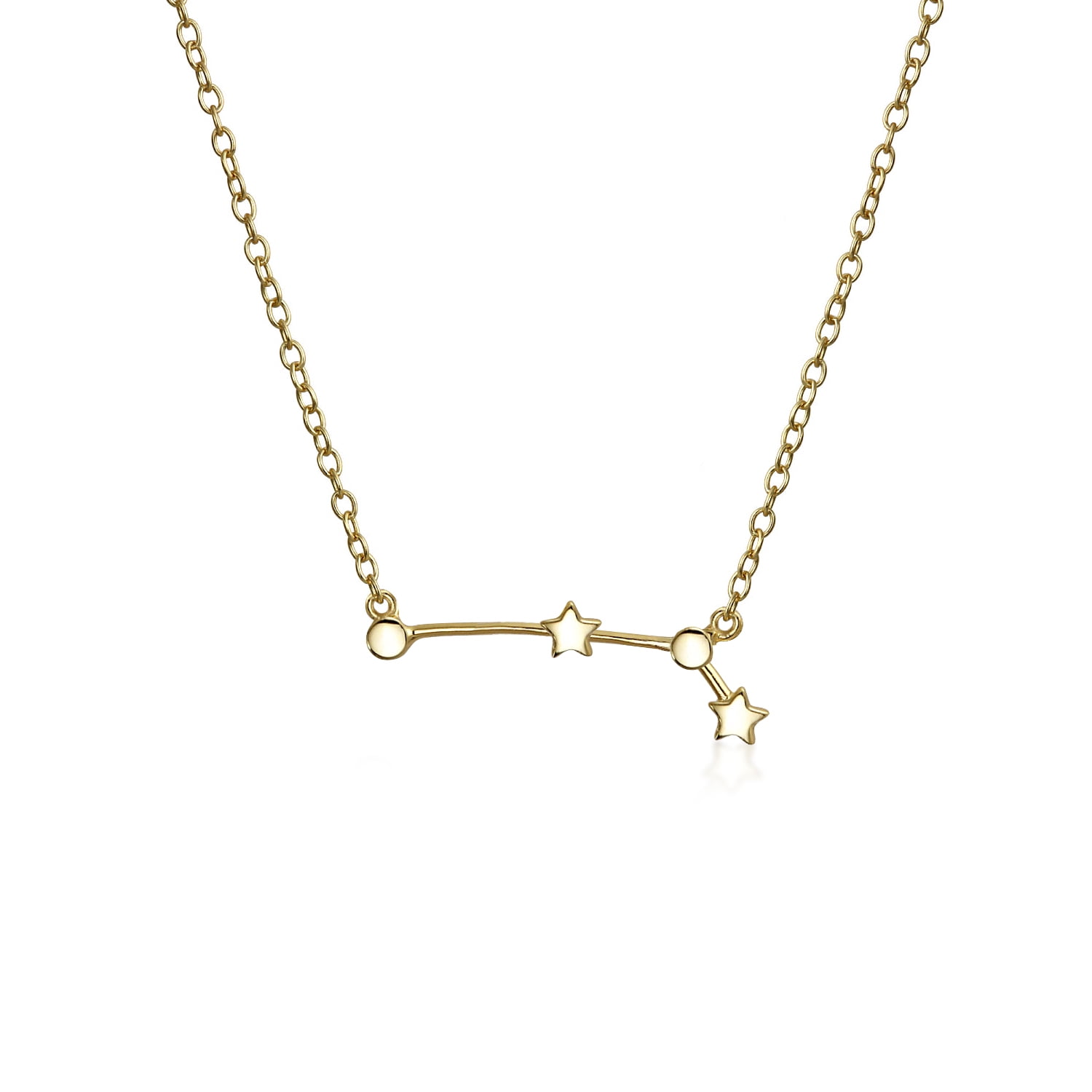 AQUARIUS Constellation Glass Picture Pendant on Chain –Silver Plated-Zodiac Sky