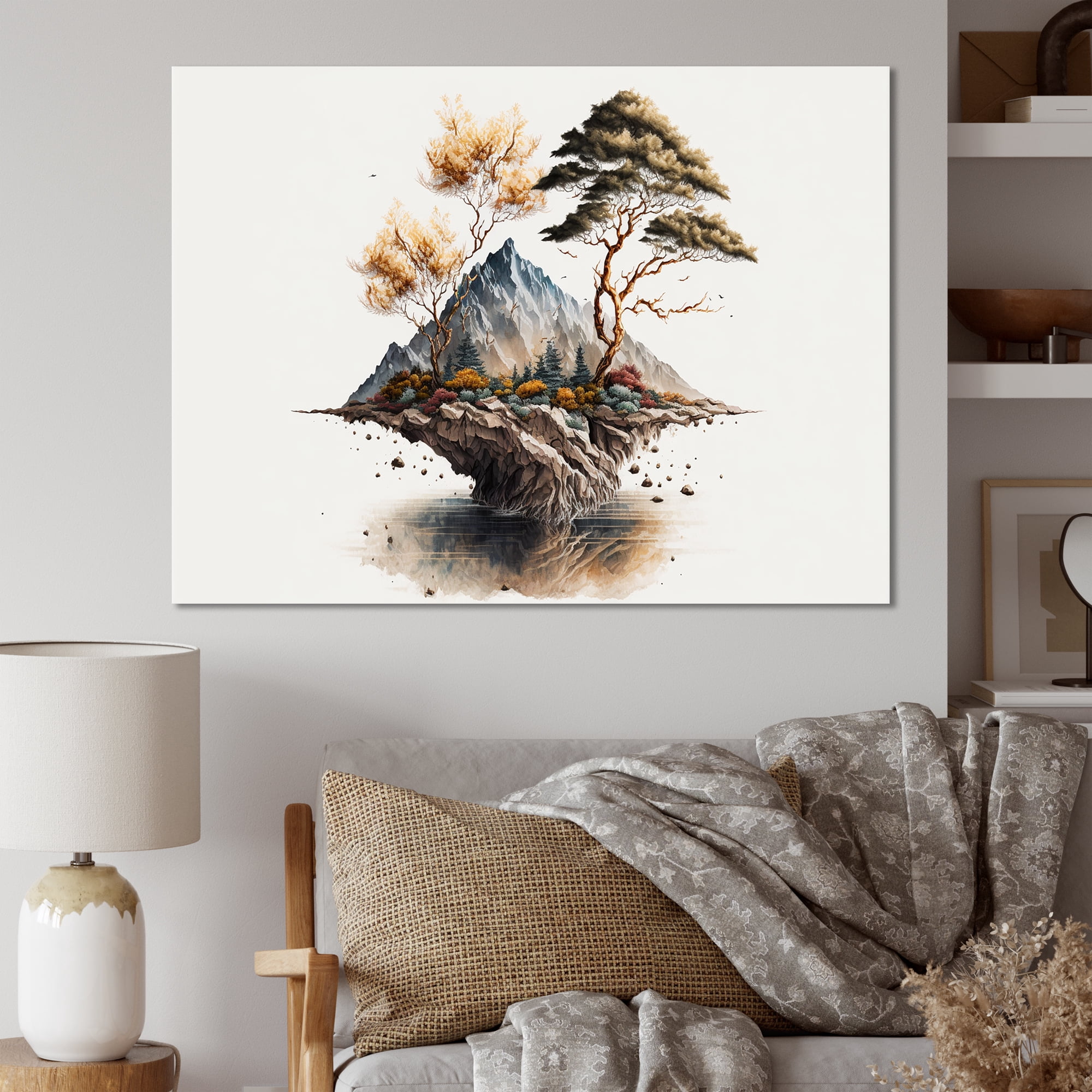 Designart Bonsai Tree On A Rock III Canvas Wall Art