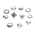 thumbnail image 1 of Juego de 11 anillos huecos con forma geométrica de estrella antigua vintage en plata para mujer Juego de anillos apilables retro en plata Anillos de plata de moda para chicas adolescentes, 1 of 7