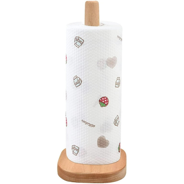 Paper towel holder from leather, wood / Kitchen roll holder, rounded e –  Rowzec Design