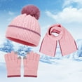 thumbnail image 2 of Splozh Baby Boy Winter Scarf Fall Winter Hat Gloves Scarf Set Girls Boys Hats Gloves Knit Set with Thick Warm Fleece Lined Pink,2-8 Years, 2 of 9