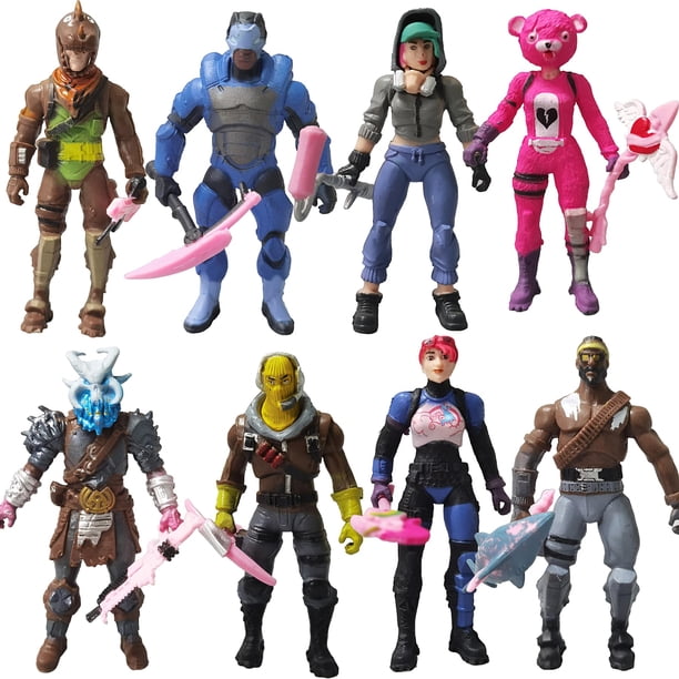 Generic Video Game Battle Royale Action Figures with Weapons Toy Figure set - Cake Toppers for Birthday Party Decor fans gifts(8 piece set+weapon)