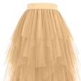 thumbnail image 3 of NAISIBABY Girls Tulle Midi Skirt, High Waisted Summer Casual Mesh Tiered Party Dance Maxi Skirt Beige 4T, 3 of 6