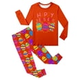 thumbnail image 4 of Easter Outfit for Boys Girl Set Easter Bunny Print Long Sleeve Top And Pant Pj Set Kids Sleepwear Soft 2 Piece Holiday Nightwear Sets Orange 6-7 Y, 4 of 5