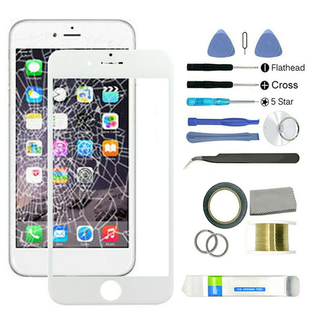 Grofry Replacement Outer Front Glass Screen Lens Repair Kit White for iPhone 8 Plus