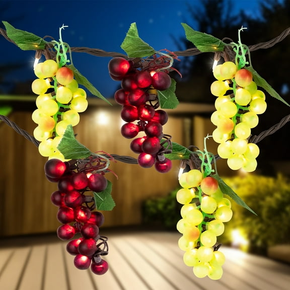 Northlight 5-Count Red and Green Grape Cluster String Light Set, 8ft Brown Wire
