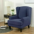 thumbnail image 2 of CJC Stretch 2-Piece Wingback Chair Slipcover, Wing Back Chair Covers, Blue, 2 of 8