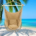 thumbnail image 4 of Mother's Day Sales - Hammock Chair Hanging Rope Swing - Tassel Plus Pillow Hanging Chair,Outdoor Hanging Rope Chairs,Hanging Rope Hammock Chair Swing Seat (Coffee), 4 of 10