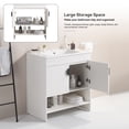 thumbnail image 5 of Bathroom Vanity with Top and Sink, Modern Single Vanity with 2 Soft-Close Doors and Open Shelf, Solid Wood Bathroom Cabinet White Ceramic Basin, 5 of 9