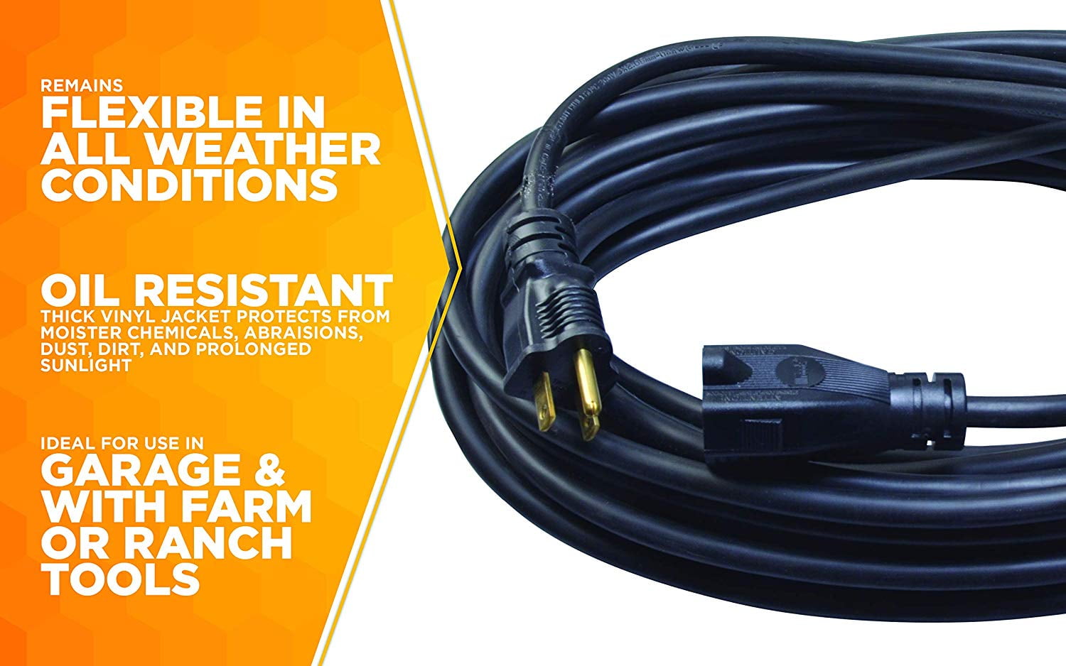 Woods Products 982452 50-Foot SJTOW Agricultural Outdoor Heavy Duty All- Weather Extension Cord