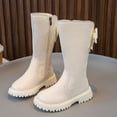 thumbnail image 2 of Gvdentm Boots for Girls Girls Lining Knee High Winter Motorcycle Riding Boots Toddler/Little Kid/Big Kid(Beige,25), 2 of 8