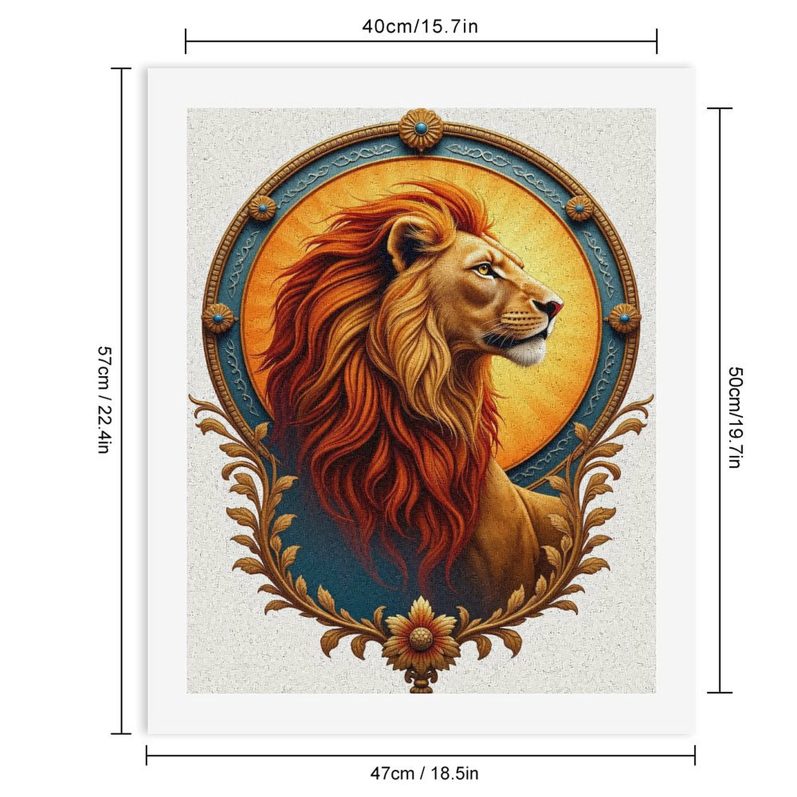 Paint by Numbers Kit for Adults, Lion Regal Sunburst Frame Art Paint by Numbers, Easy Paint by Numbers Kit for Adults Beginner, DIY Adult Paint by Number Kits on Canvas, Home Decor