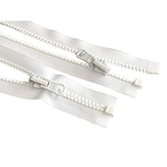 2pcs 49 Inches - 120 Inches Vislon YKK #5 Molded Plastic Zippers Separating Tent in-Outside Reversible Slide Color White Made in USA (58 Inches)