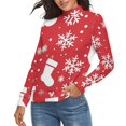 thumbnail image 2 of Snow Gift Sock Christmas Pattern Women's Turtleneck Sweater Long Sleeve Ribbed Fitted Turtle Neck Casual Fall Winter Collection Top XL, 2 of 4