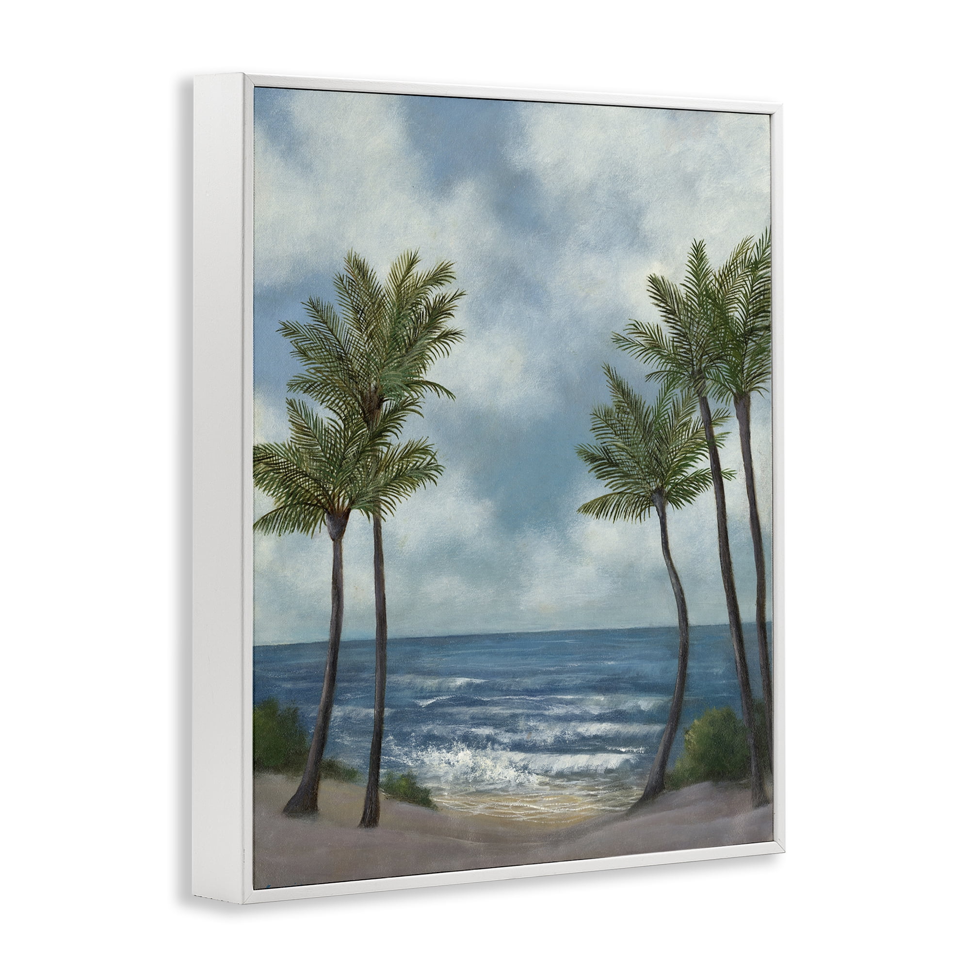 Stupell Industries Tropical Breaking Waves Landscape Painting White Framed Art Print Wall Art, 11 x 14