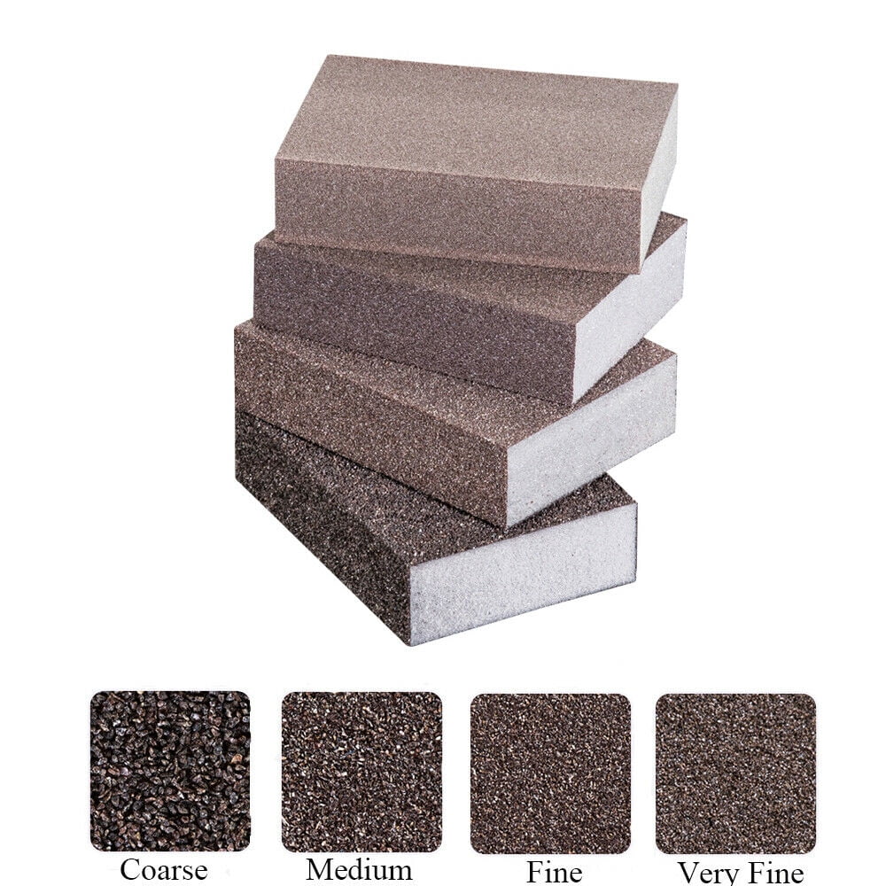 8PCS, Brown Yeelan Sanding Sponge Block Wet and Dry Sands Blocks 4 Different Specifications Sand Sponges Kit Coarse Medium Fine Superfine for Polishing and Cleaning