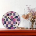 thumbnail image 2 of Yayeee 10" Wall Clock Battery Operated Quartz Round Silent Non-Ticking Home Decor,Pink and Purple Plaid Pattern, 2 of 6