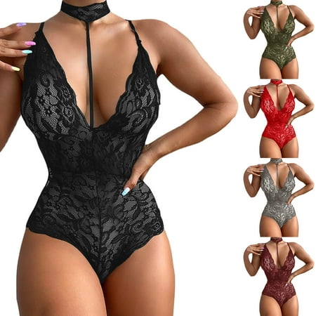 Elainilye Fashion Womens Lingeries Corset Mesh Underwire Sleepwear Underwear One Piece Bodysuit Rompers Black