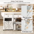 thumbnail image 5 of ANPOO 81" Extendable Kitchen Island with Hidden Trash Cabinet, Rolling Kitchen Cart on Wheels with Dining Table, Power Outlet & 2 Drawers, White Farmhouse Mobile Island for Small Kitchen, 5 of 10