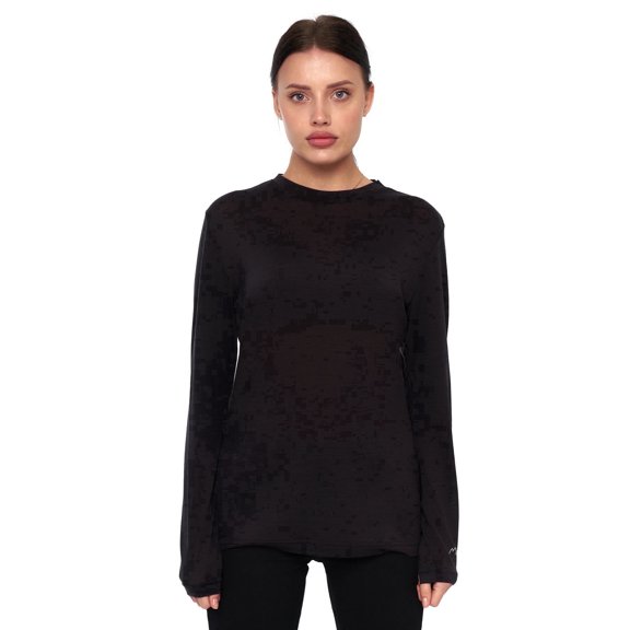 Merino.tech Women's Long Sleeve Top - ๐๐๐ฒ๐ฟ๐๐ฑ๐ฎ๐ Merino Wool Layer, XS - Black