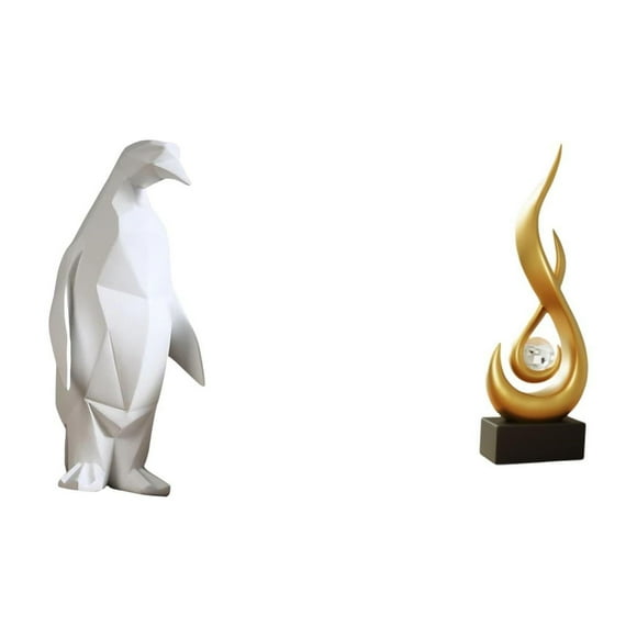 Escultura de pingüino,Escultura de pingüino para decoración nórdica del hogar,Escultura abstracta de fuego,Estatua de arte abstracto,adorno decorativo para el hogar,Escultura de fuego
