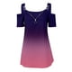 thumbnail image 4 of ICHUANYI Clearance Women Summer Zipper V-Neck Short Sleeve Print Strapless T-Shirt Tops Blouses(Purple, S) ICHUANYI WER2023081109824, 4 of 5