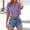 Tops-175Purple, variant on Xdegoge Crop Tops for Women V Neck Short Sleeve Casual Going Out Vacation Loose Fit Solid Button Down Front Lightweight Breathable Summer Spring Shirts